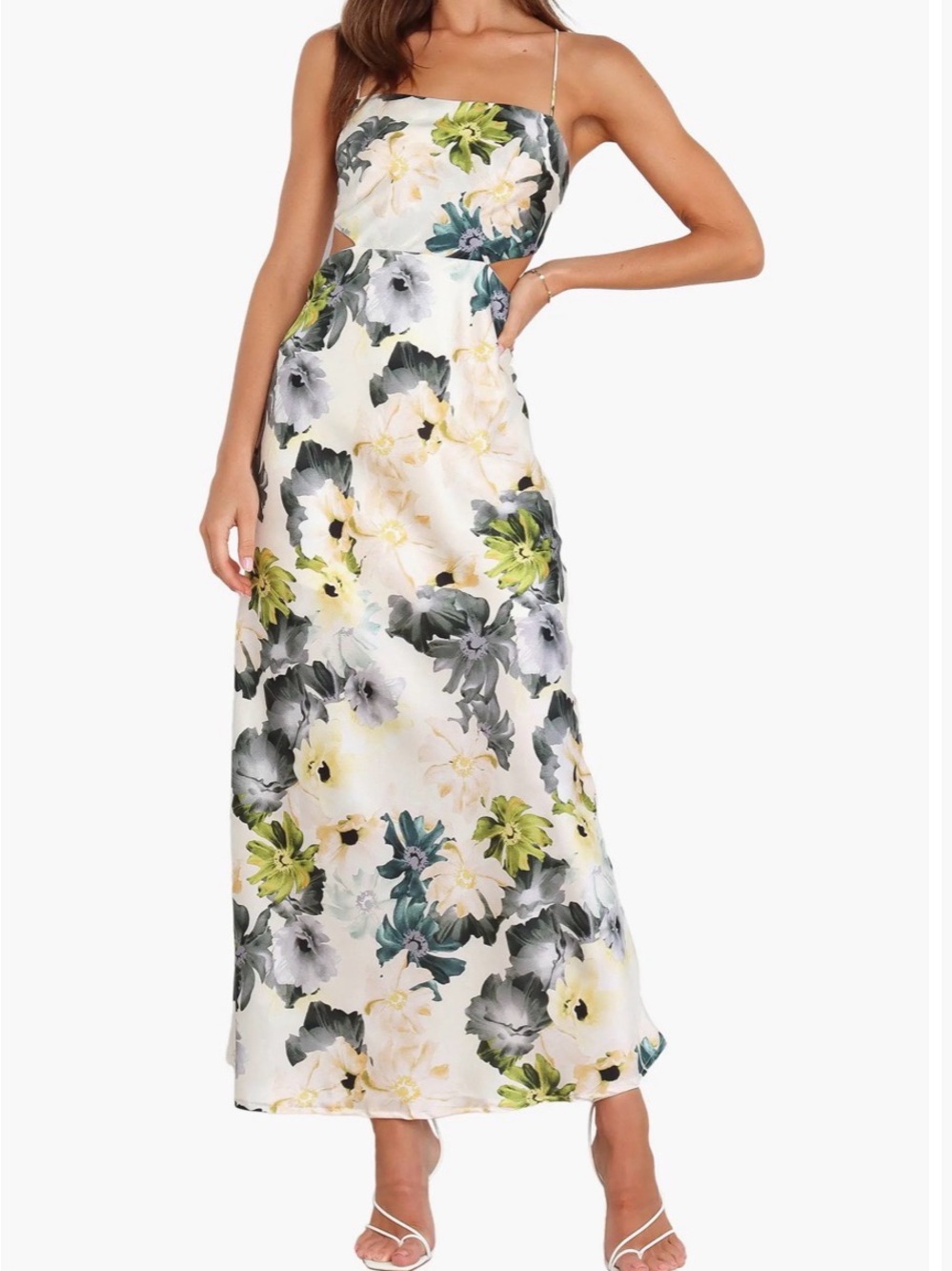 Petal & Pup White Jayne Floral Lace-Up Back Maxi Dress